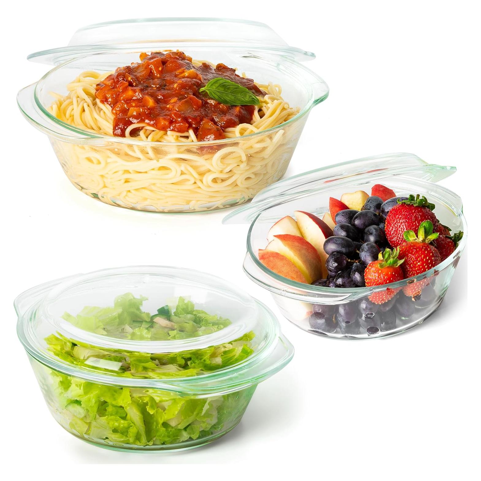 Juego de Platos de Cazuela de Vidrio Borosilicato Moss & Stone 3 Piezas