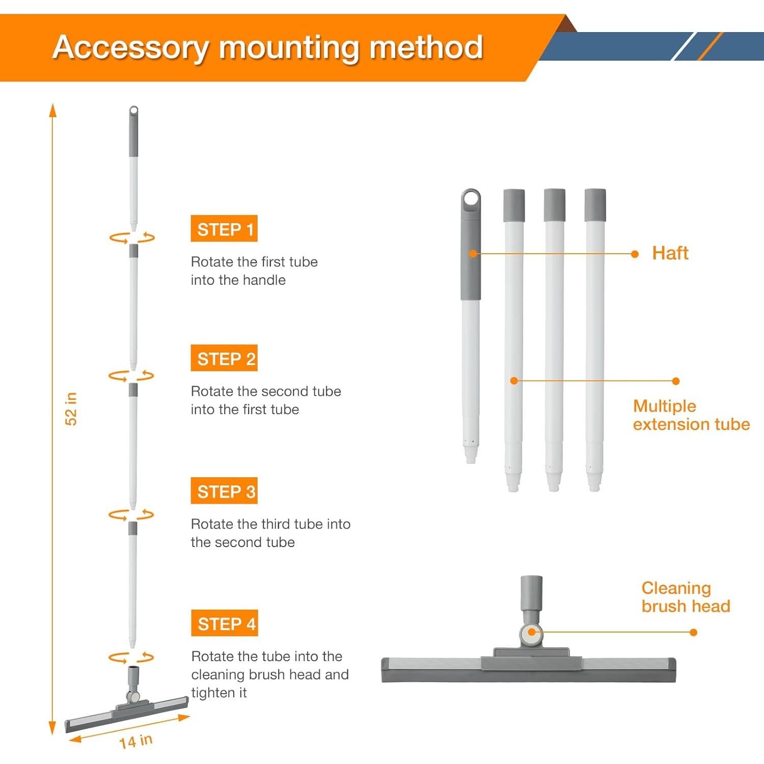 Raspador de Piso YANGMUM 14" Goma Mango Extensible 52"