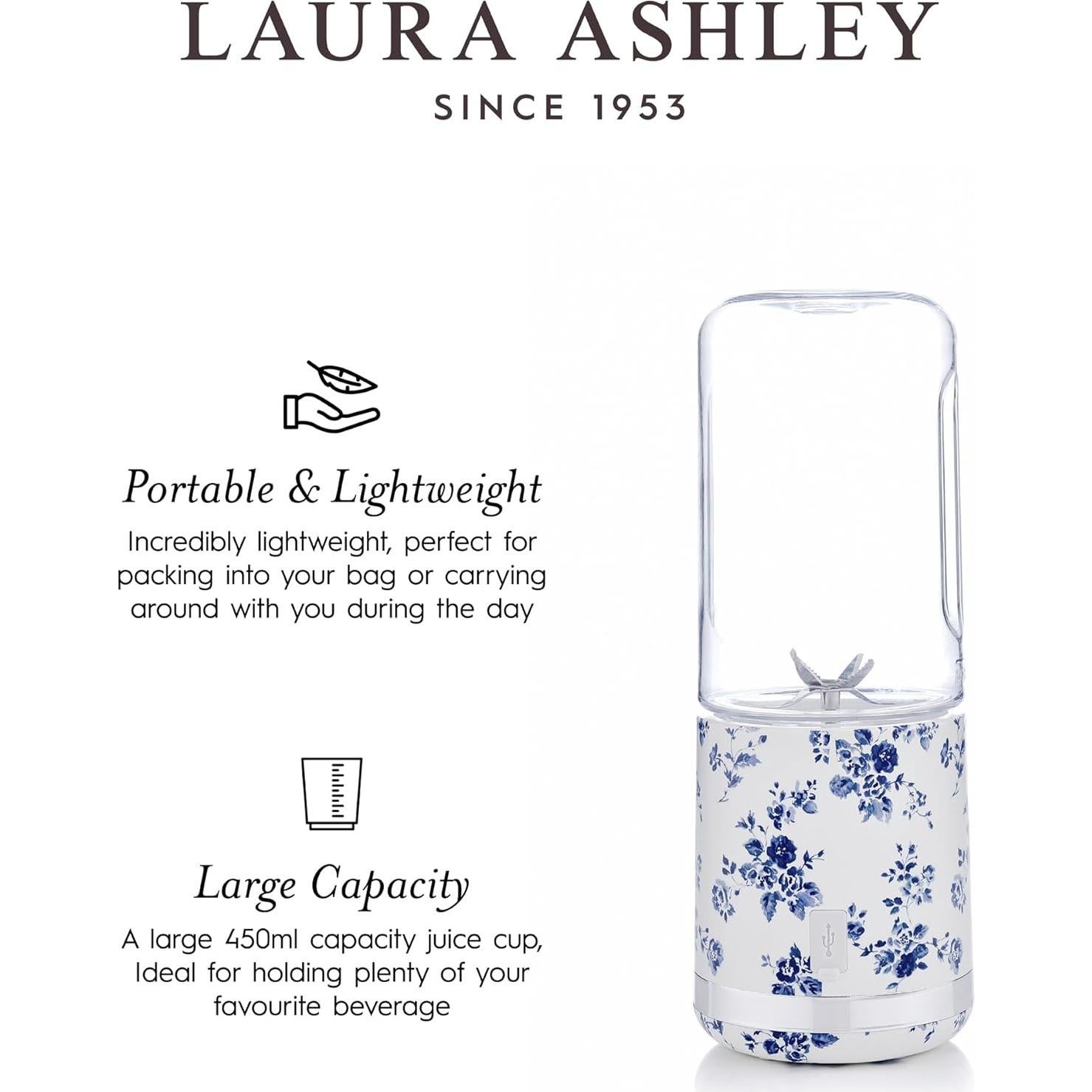 Mezclador Portátil Laura Ashley VQ - 450 mL, Recargable USB