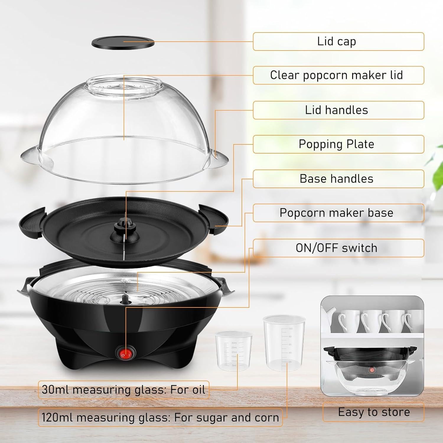 Máquina de Palomitas TLGREEN 6qt Eléctrica Antiadherente