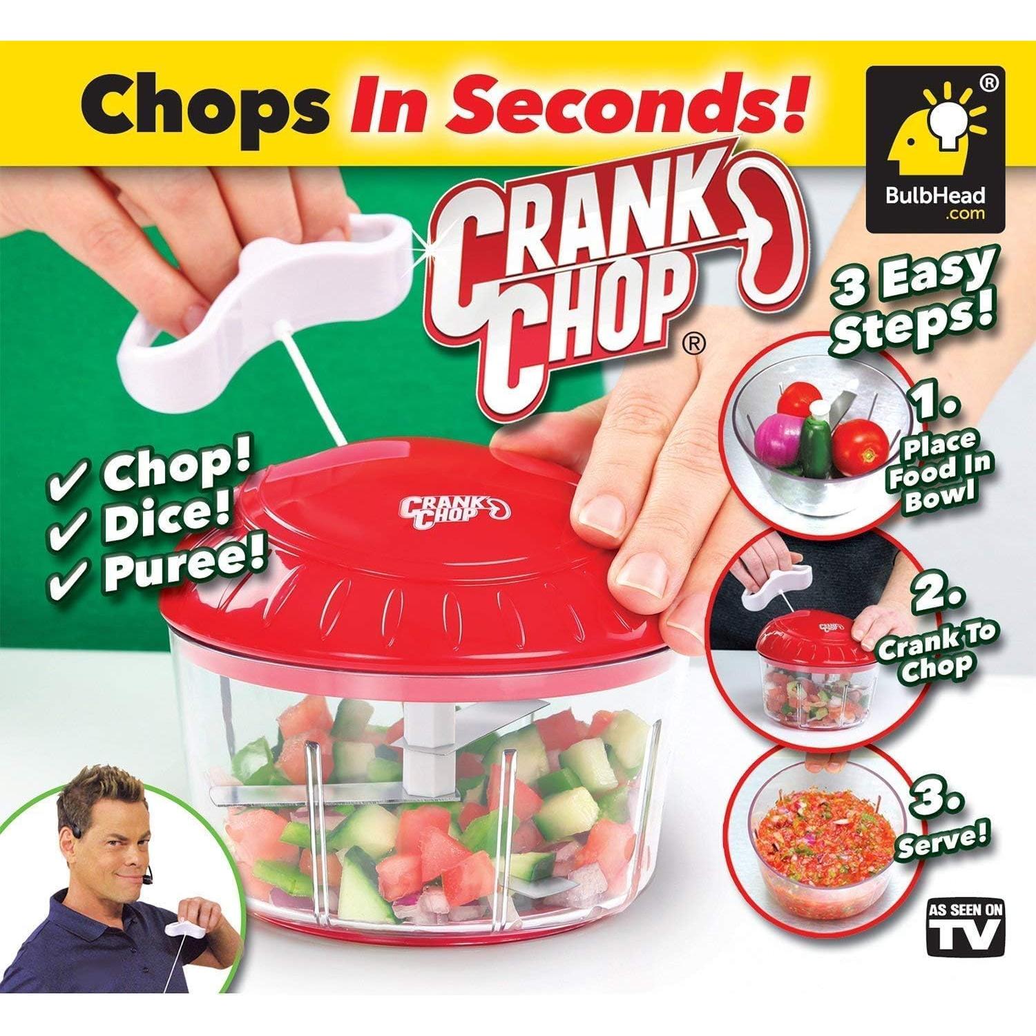 Picador Manual de Alimentos Crank Chop - 2 Tazas, Acero Inoxidable