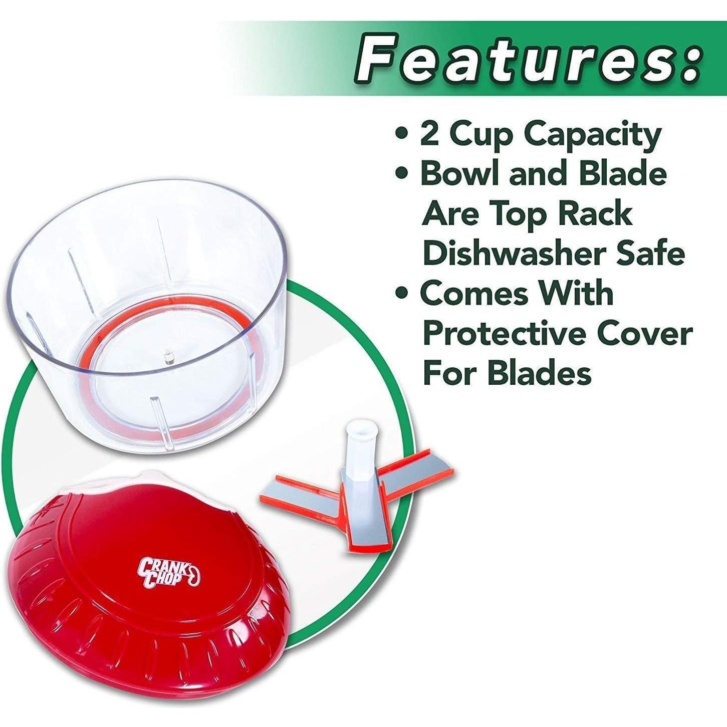 Picador Manual de Alimentos Crank Chop - 2 Tazas, Acero Inoxidable