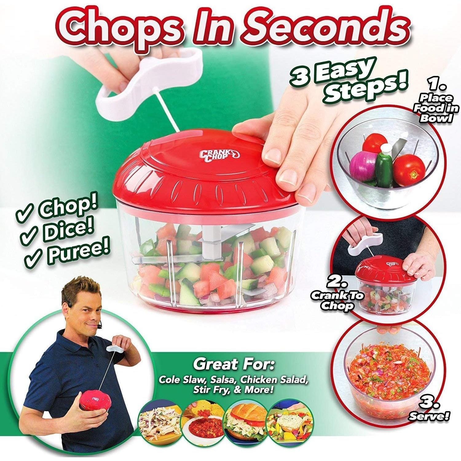 Picador Manual de Alimentos Crank Chop - 2 Tazas, Acero Inoxidable