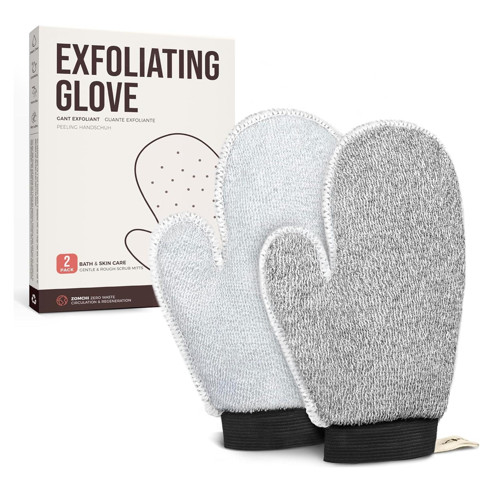 Guantes Exfoliantes ZOMCHI Doble Textura para Spa en Casa