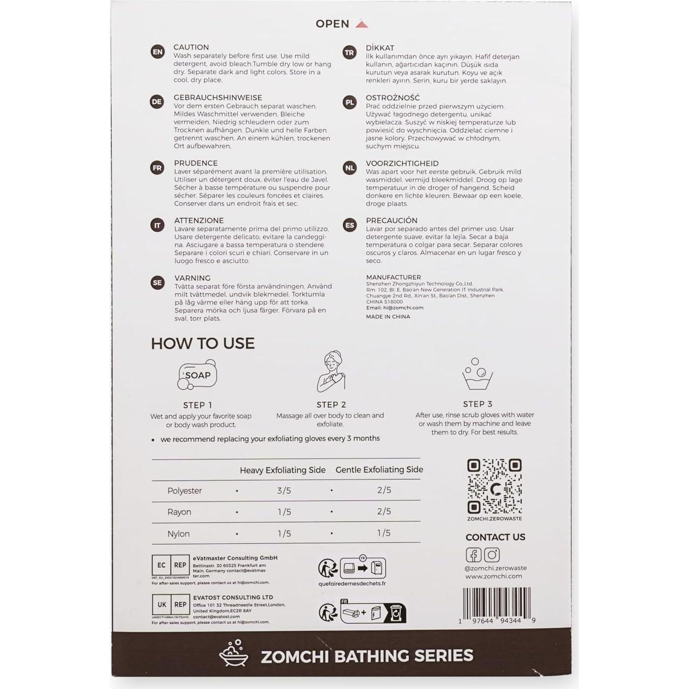 Guantes Exfoliantes ZOMCHI Doble Textura para Spa en Casa