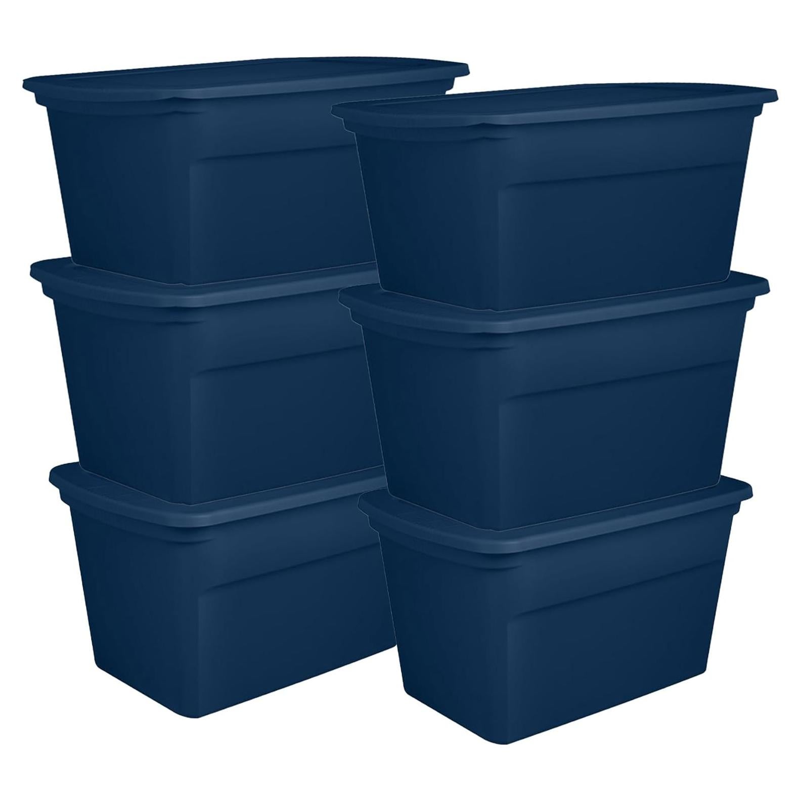 Contenedor de Almacenamiento Sterilite 30 Galones 6 Pack Azul Marino