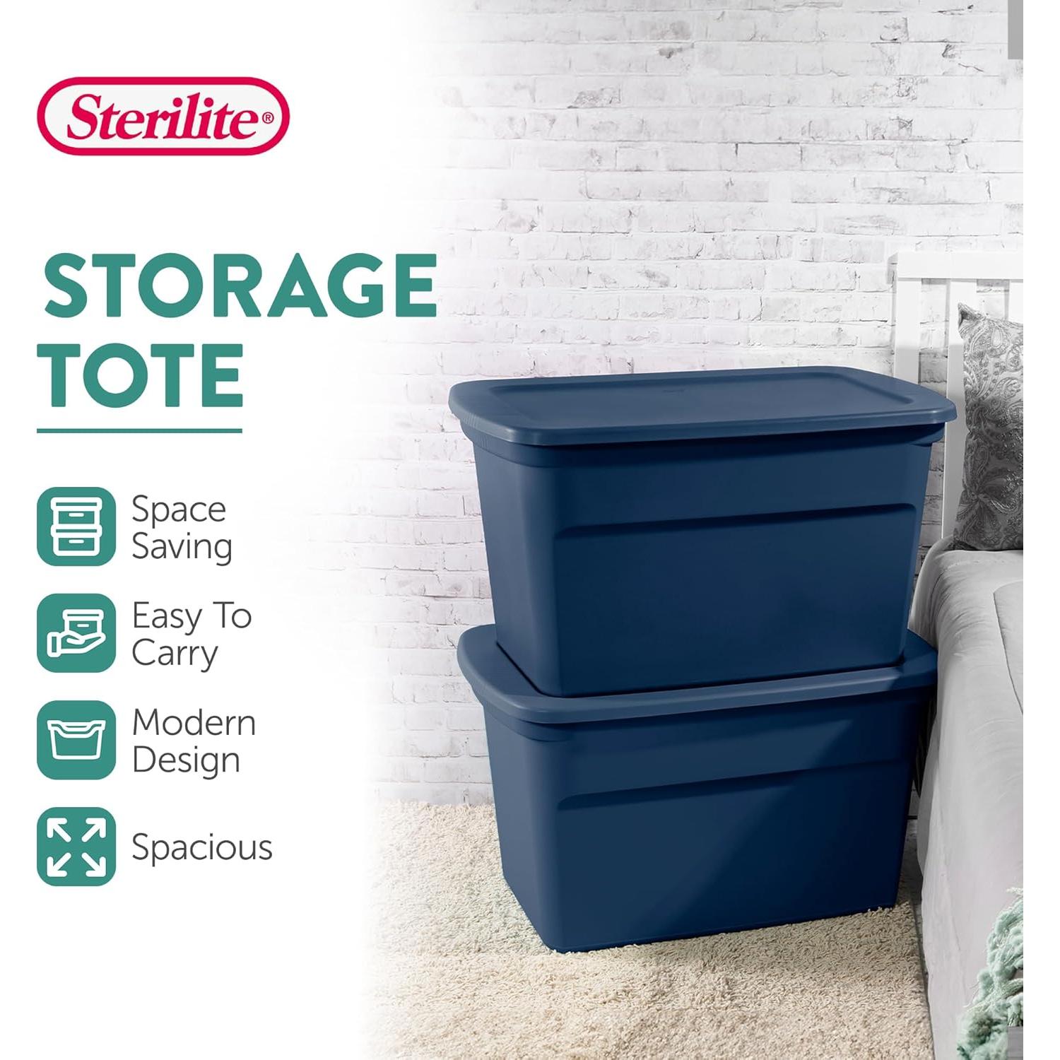 Contenedor de Almacenamiento Sterilite 30 Galones 6 Pack Azul Marino