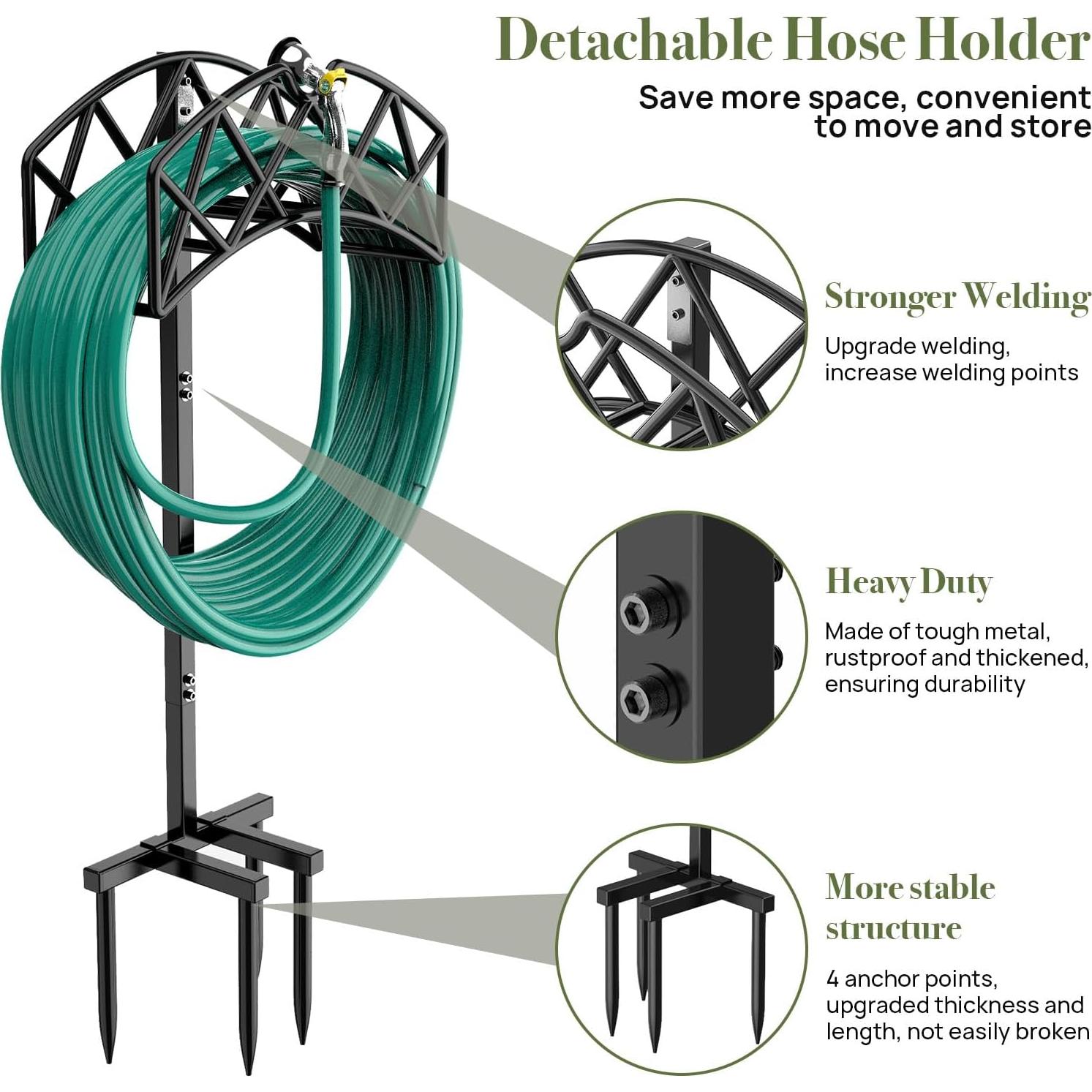 Soporte para Manguera de Jardín Winpull Metal Negro 2 Estilos