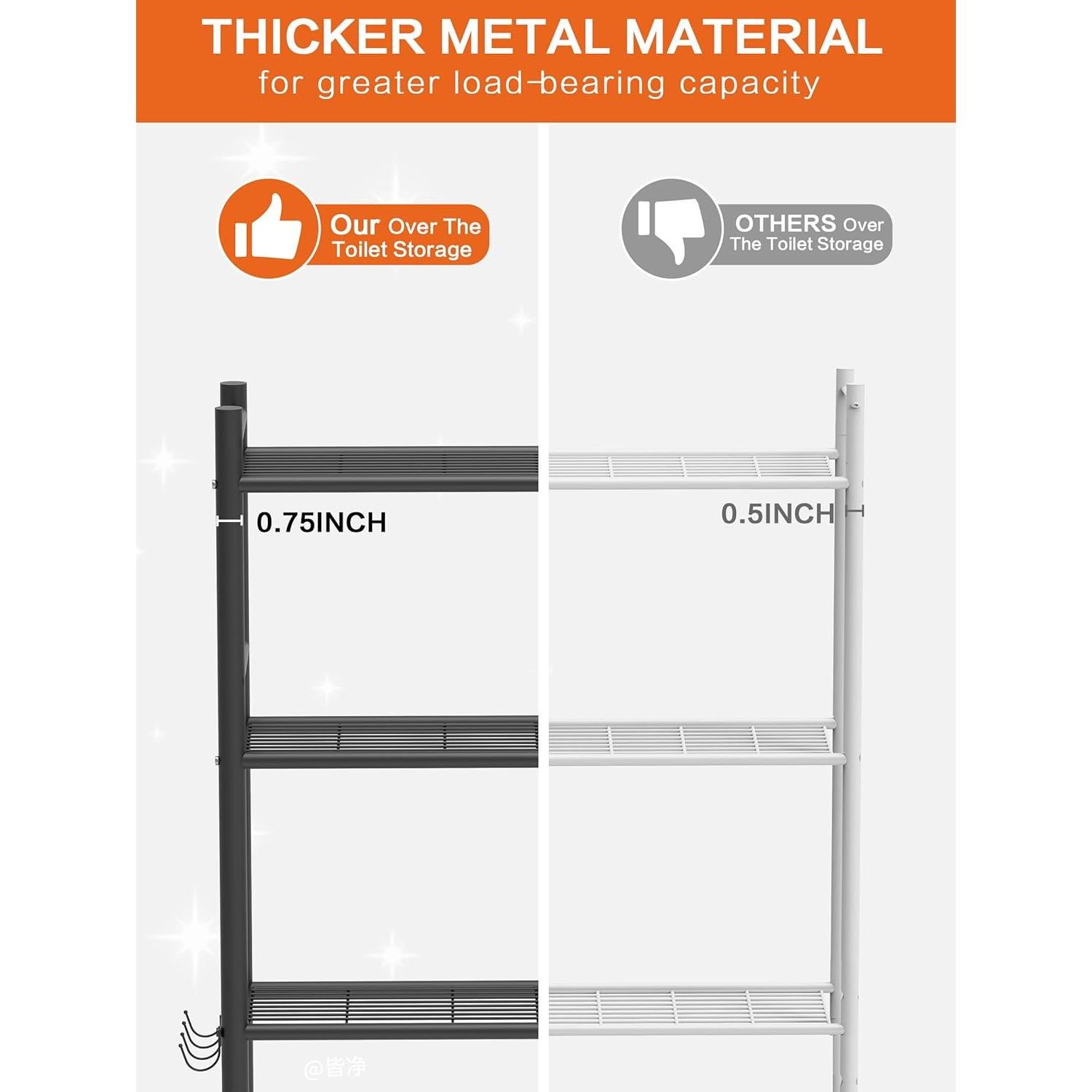 Estante de Almacenamiento GloTika 3 Niveles Negro para Baño