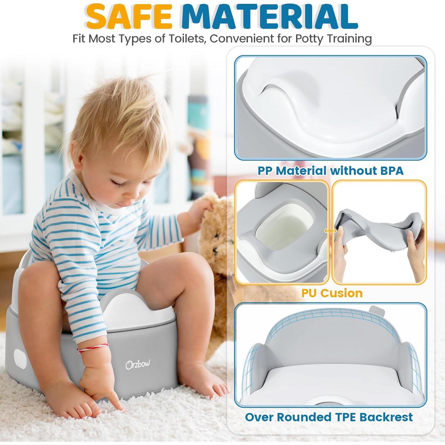 Inodoro de Entrenamiento 3 en 1 Orzbow para Niños Gris
