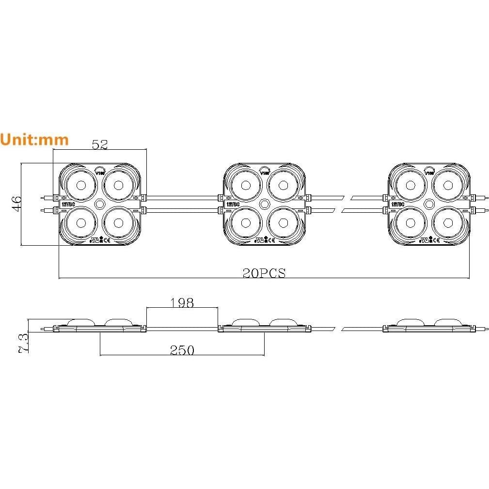 Módulo LED 3.0W 12V CC 5700K Impermeable Blanco - Paquete 20