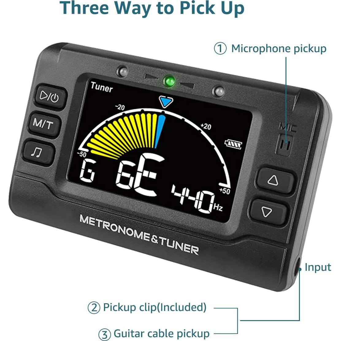 Metrónomo Afinador Recargable MetroTuner 3 en 1 para Guitarra