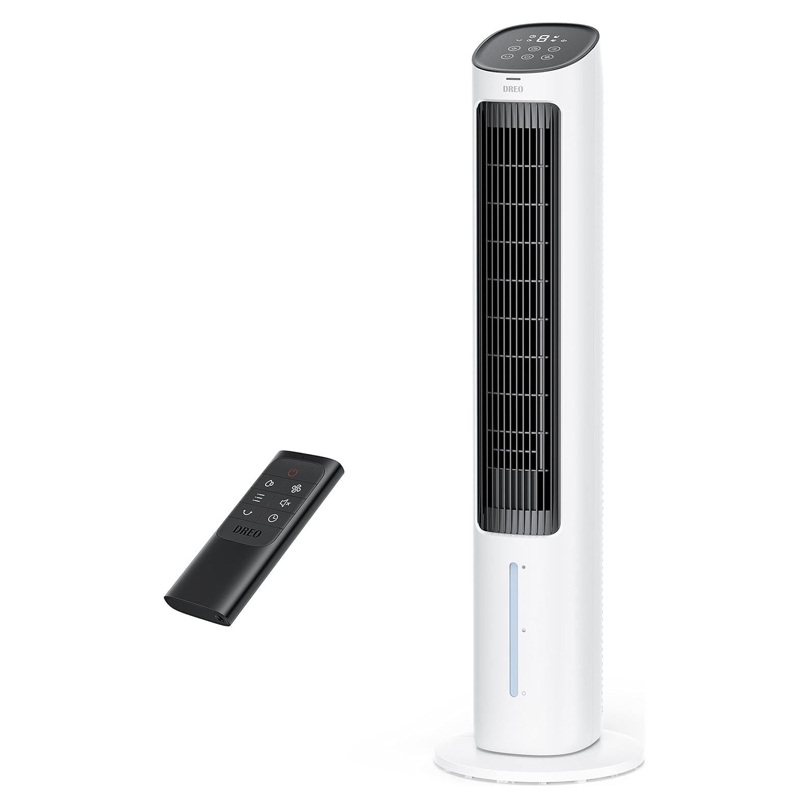 Ventilador de Torre Dreo IceWind 2023, 39.7" Oscilante, 4 Velocidades, Control Remoto, Enfriador Evaporativo