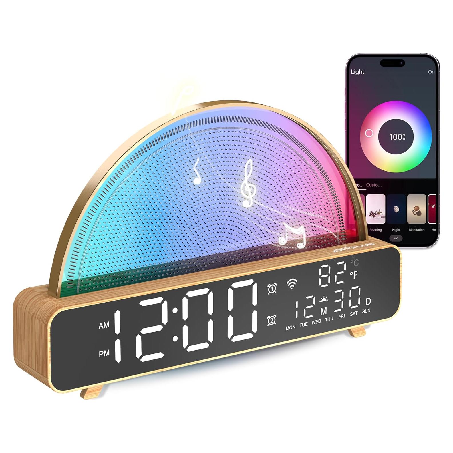 White Noise Sound Machine, Sunrise Alarm Clock APP/AI Voice Control Work for Bedroom, Sound Machine for Sleep with Touch Night Light, Sleep Aid, Snooze Timer, Dual Alarms, Sunrise Simulation