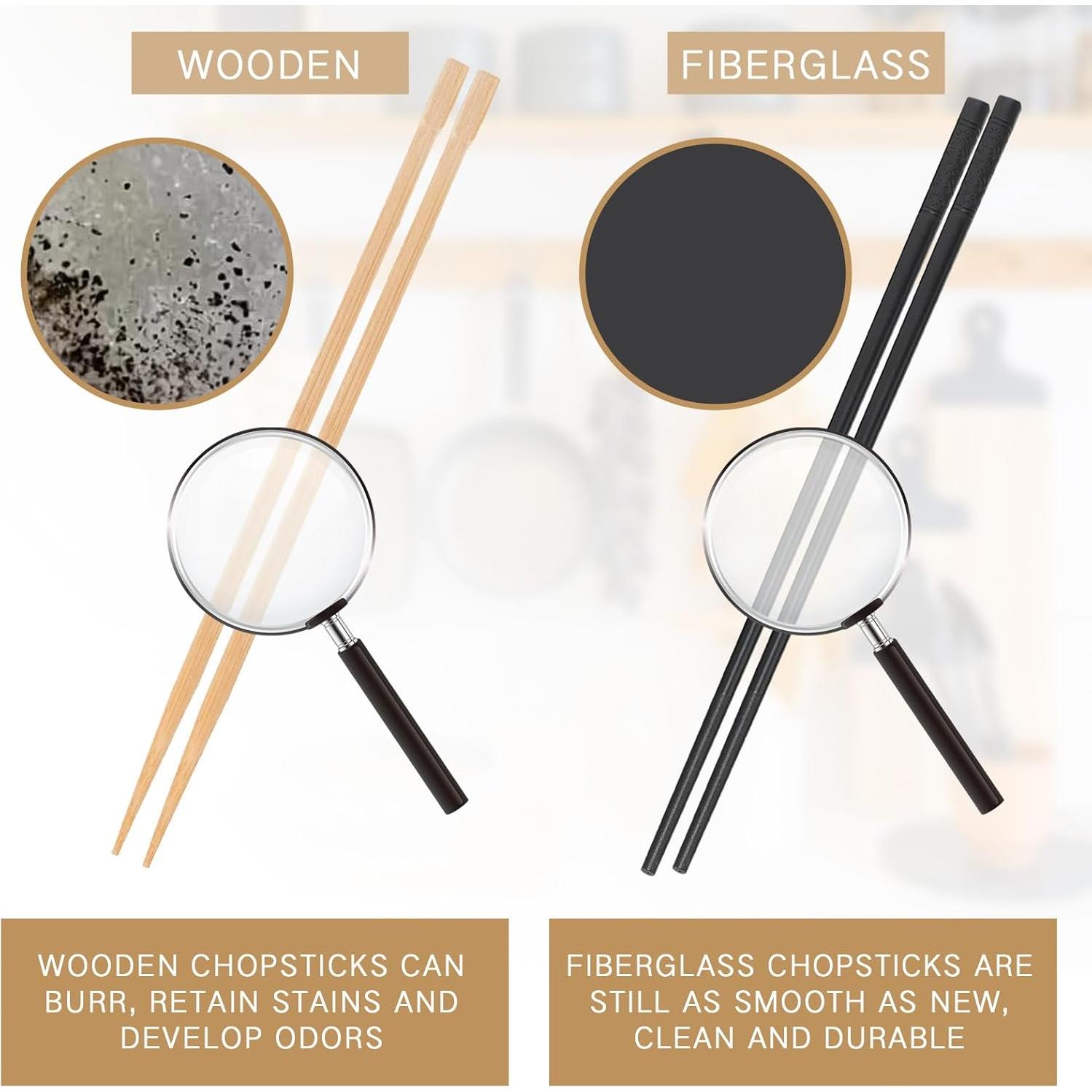 48 Pares Palillos Reutilizables Dandat de Fibra de Vidrio 24.13 cm