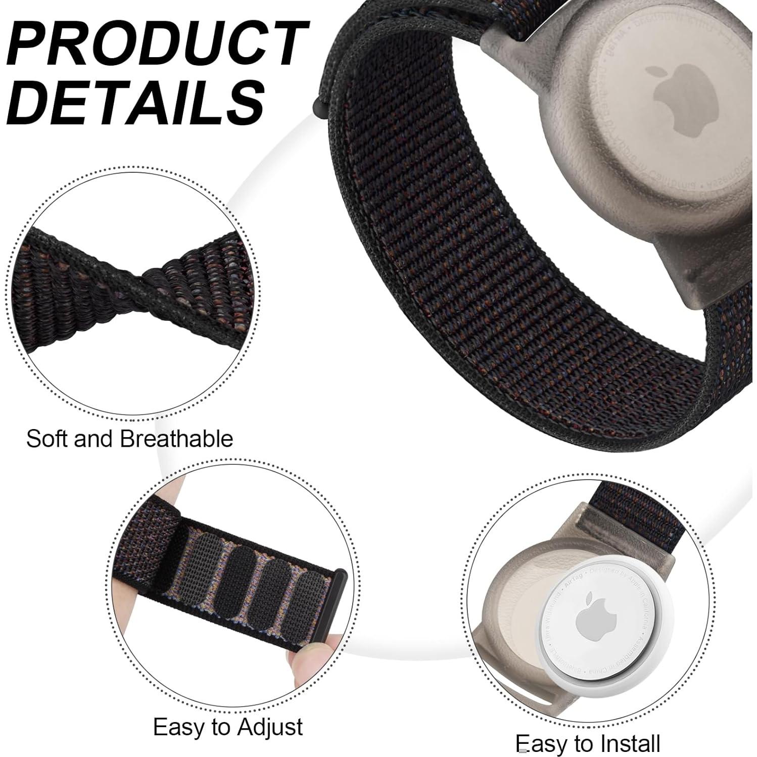 Pulsera Ajustable Vancle para AirTag - Nylon Negro 100-188 mm