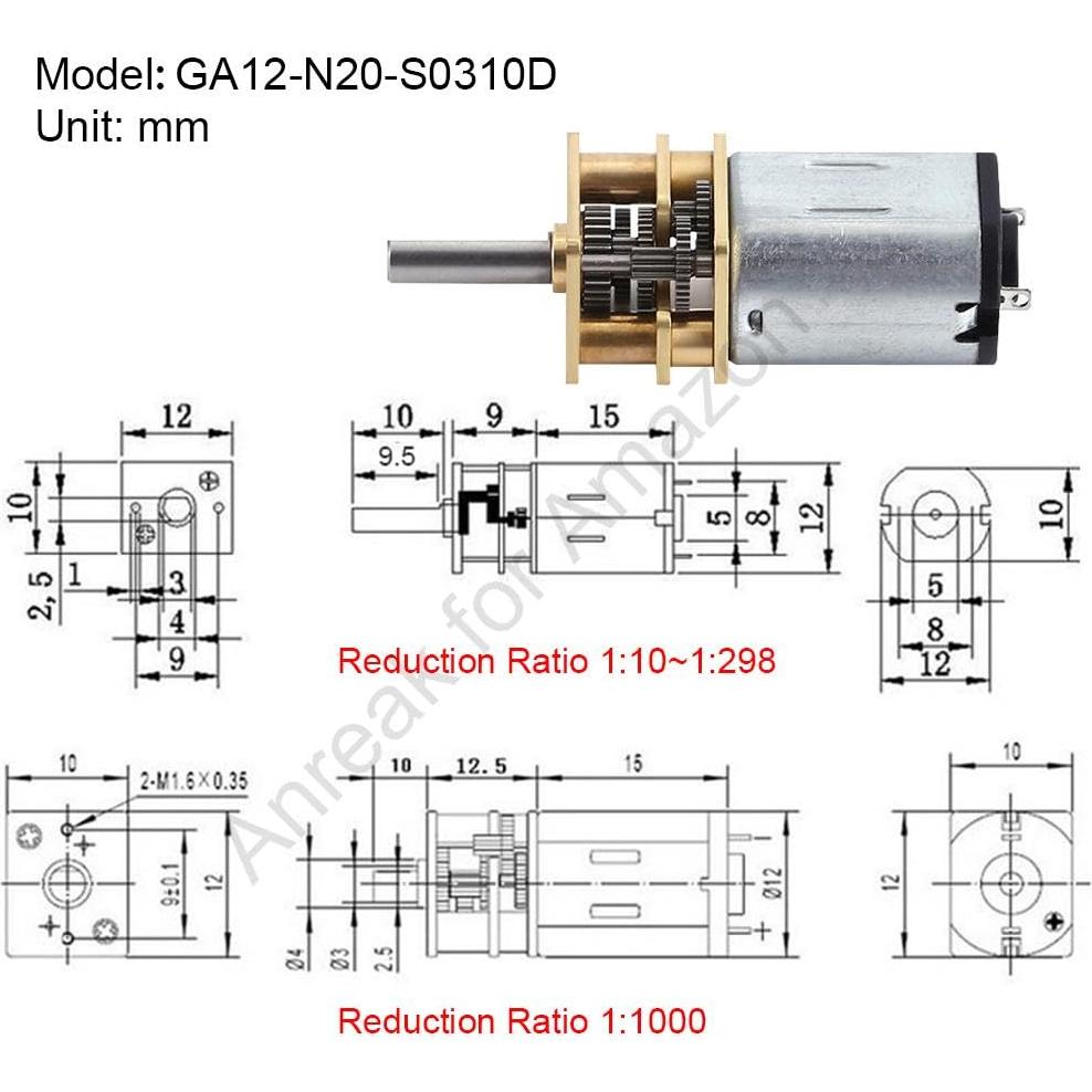 Motor de Engranaje N20 DC 12V 30RPM 2 Pcs para Robótica