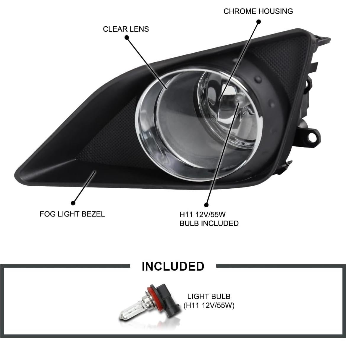 Espejo-D Tuning Luces de Niebla Claras para Toyota Corolla 2009-2010