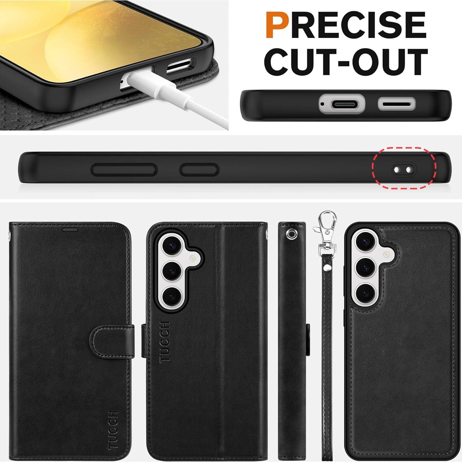 Funda TUCCH para Galaxy S25 6.2" con bloqueo RFID y 4 ranuras