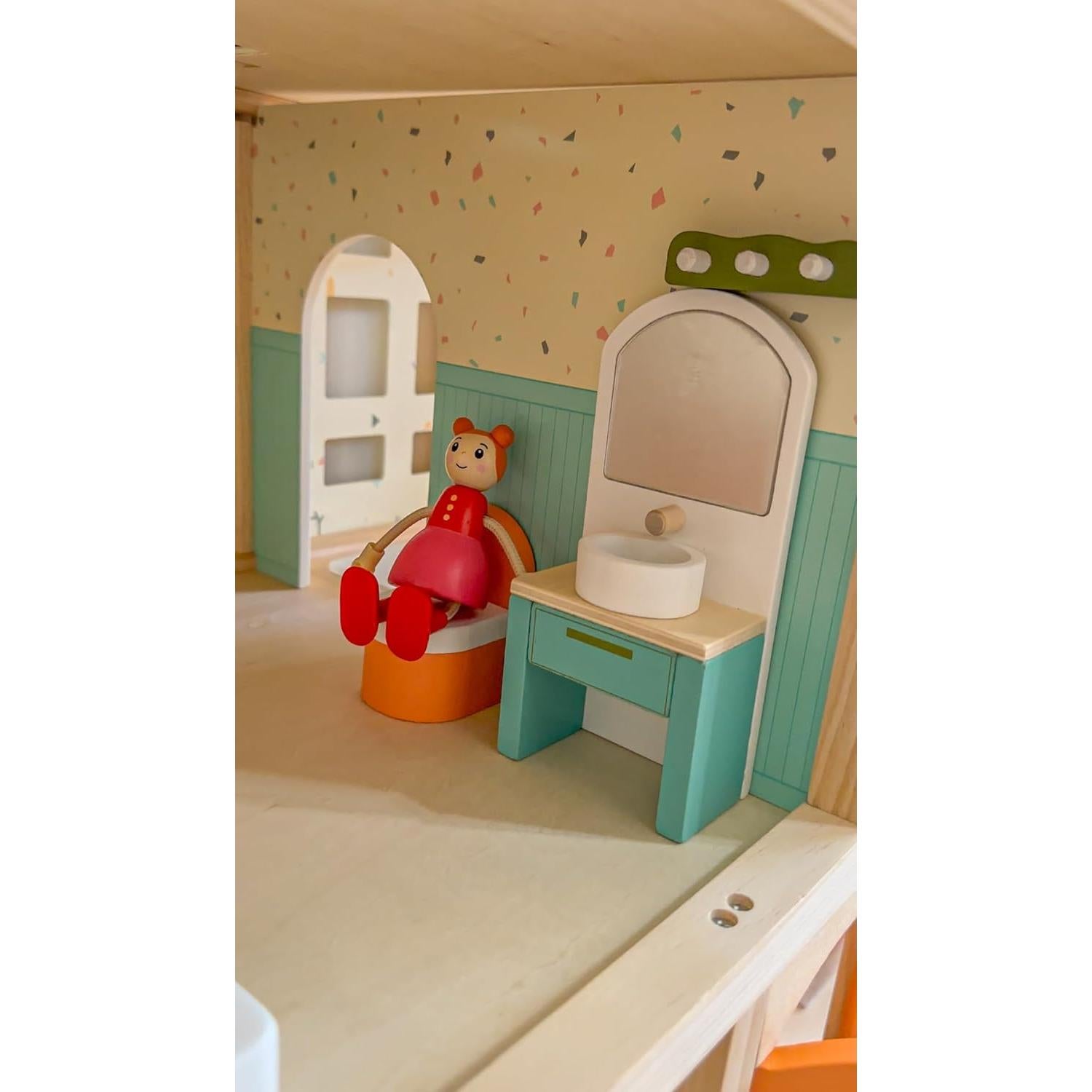 Casa de Muñecas de Madera Giant Bean 3 Pisos 32 Accesorios