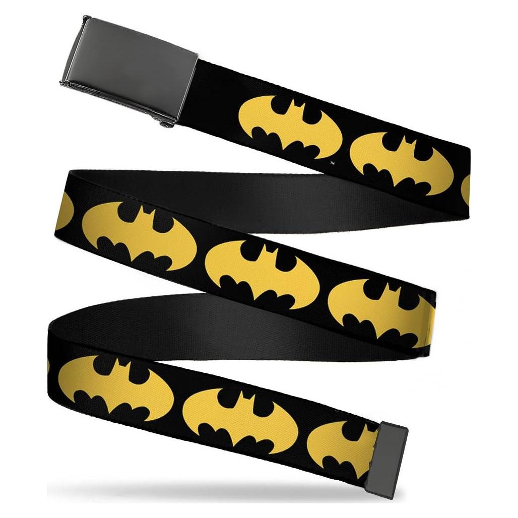 Cinturón de Tela Buckle-Down Murciélago Negro/Amarillo 2.54 cm