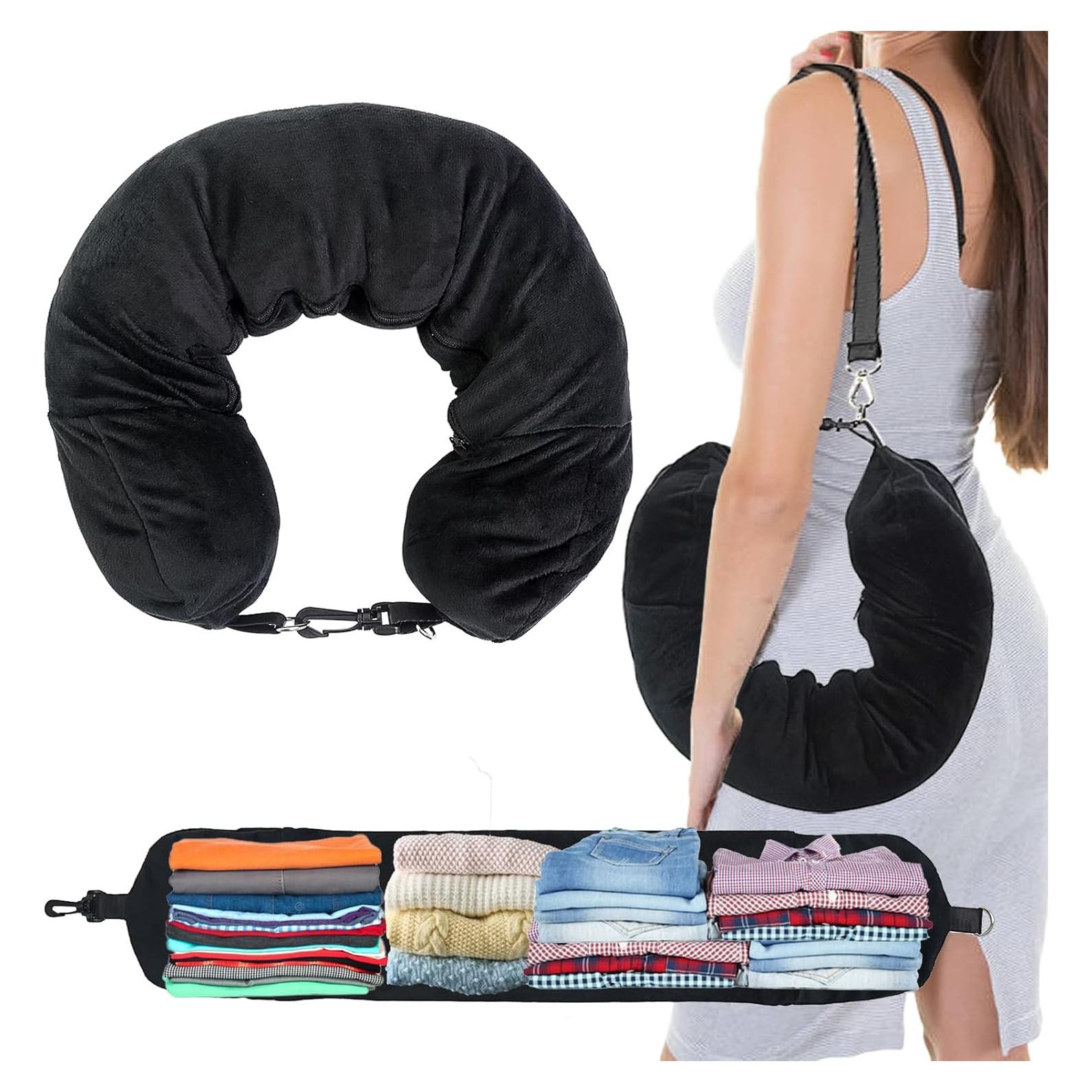 Almohada de Viaje Rellenable S-SNAIL-OO Negra 40x17 cm