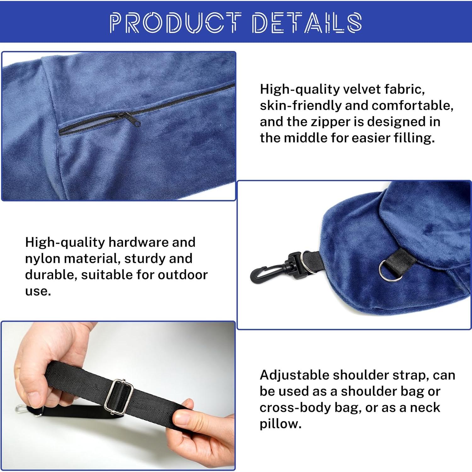 Almohada de Viaje Rellenable S-SNAIL-OO Negra 40x17 cm