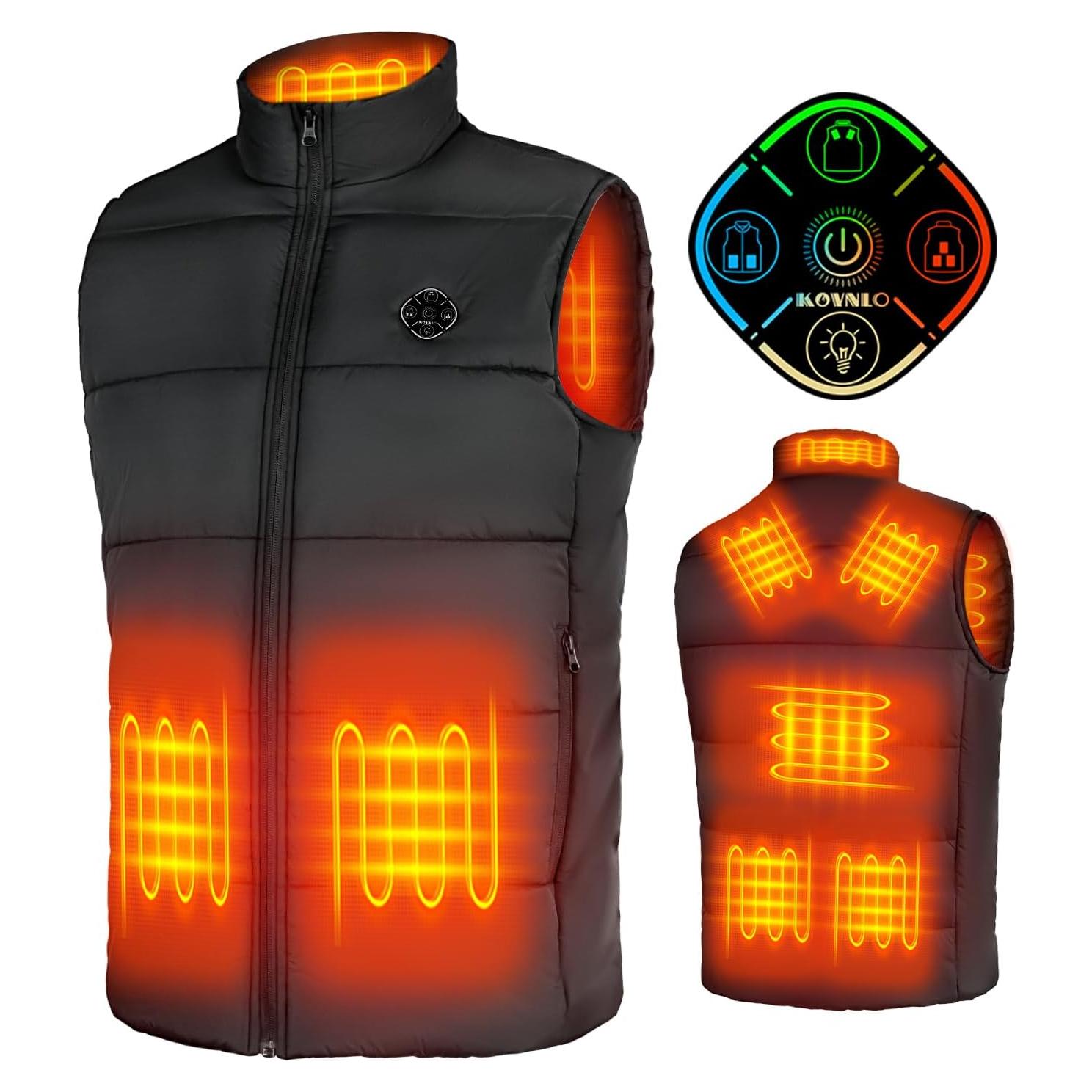 Chaleco Térmico KOVNLO para Hombres, 8 Zonas Calentamiento, Negro