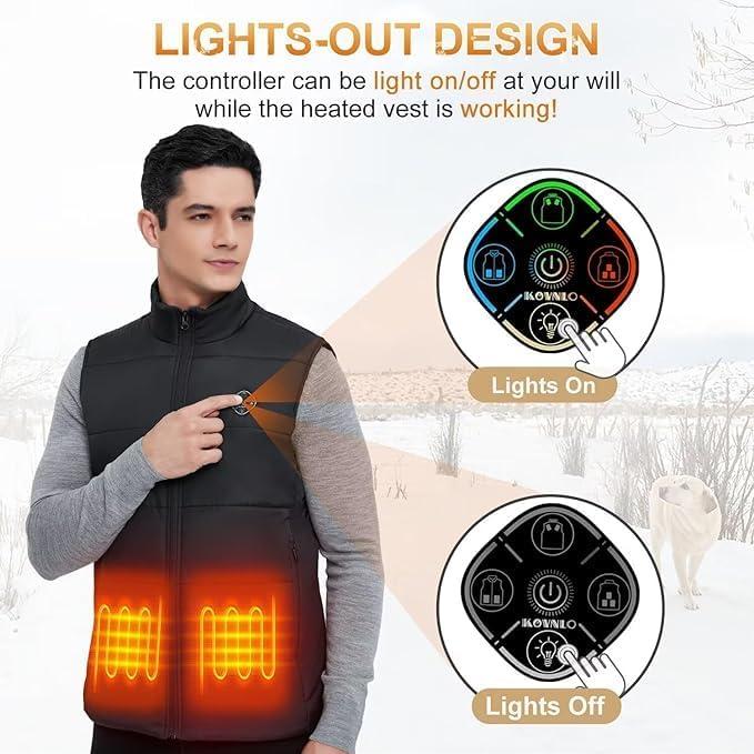 Chaleco Térmico KOVNLO para Hombres, 8 Zonas Calentamiento, Negro