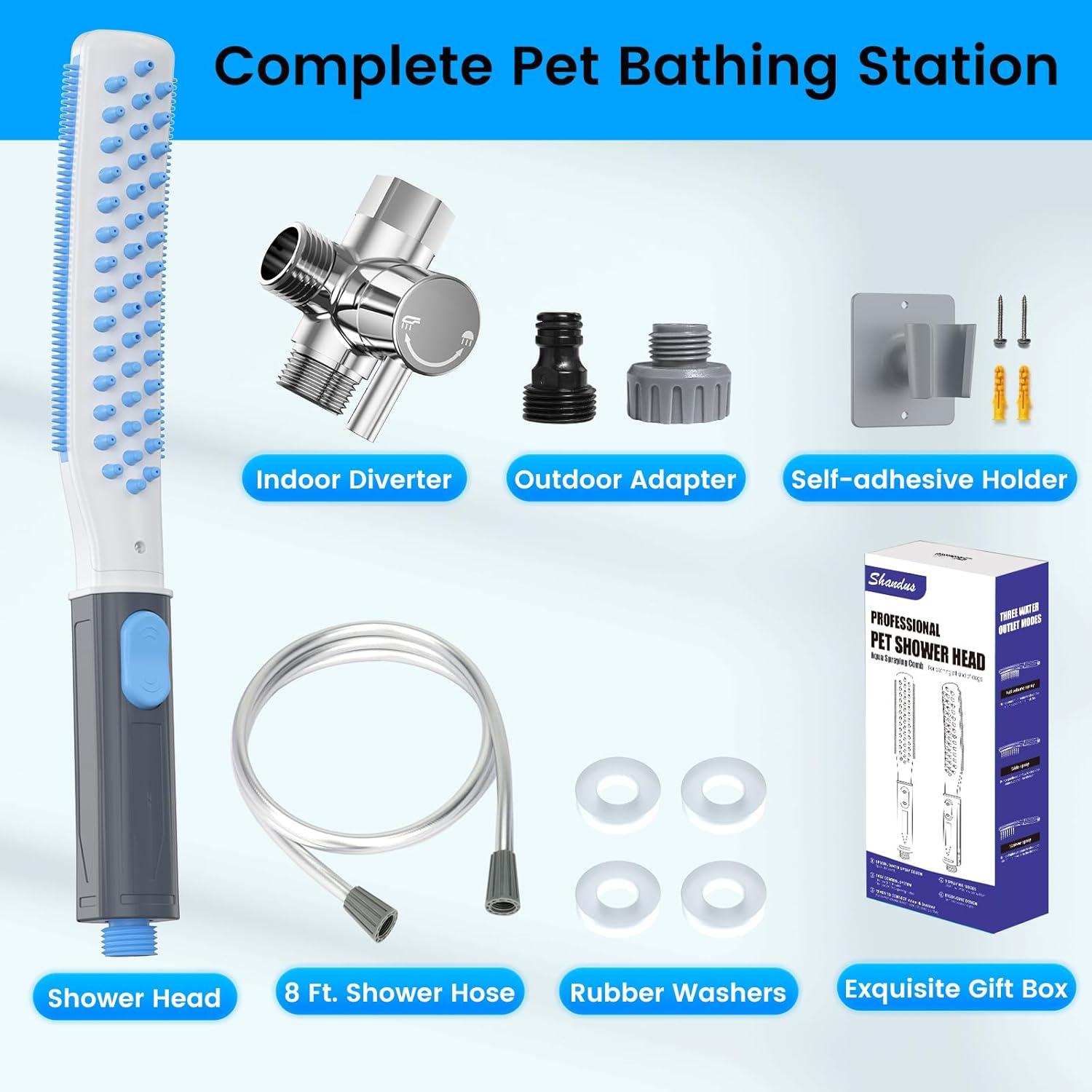 Ducha para Perros Shandus con Manguera 2.44m y 3 Modos