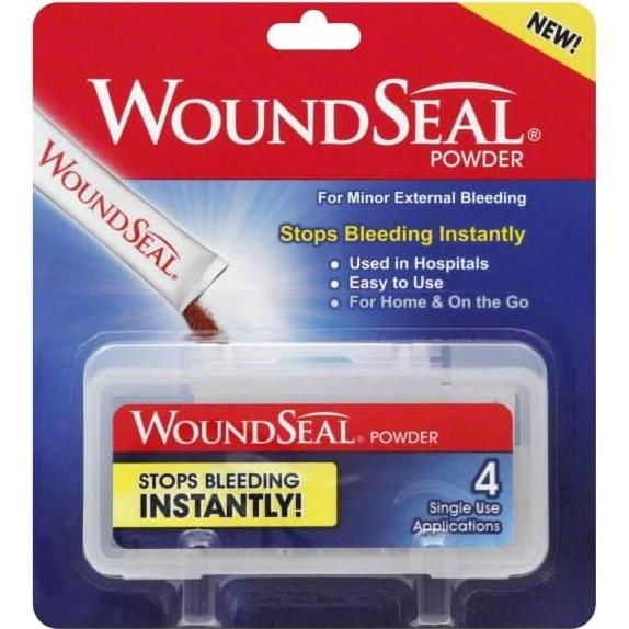 WoundSeal Topical Powder Wound Care First Aid for Cuts, Scrapes and Abrasions Single Use, 4 count (Packaging May Vary)
