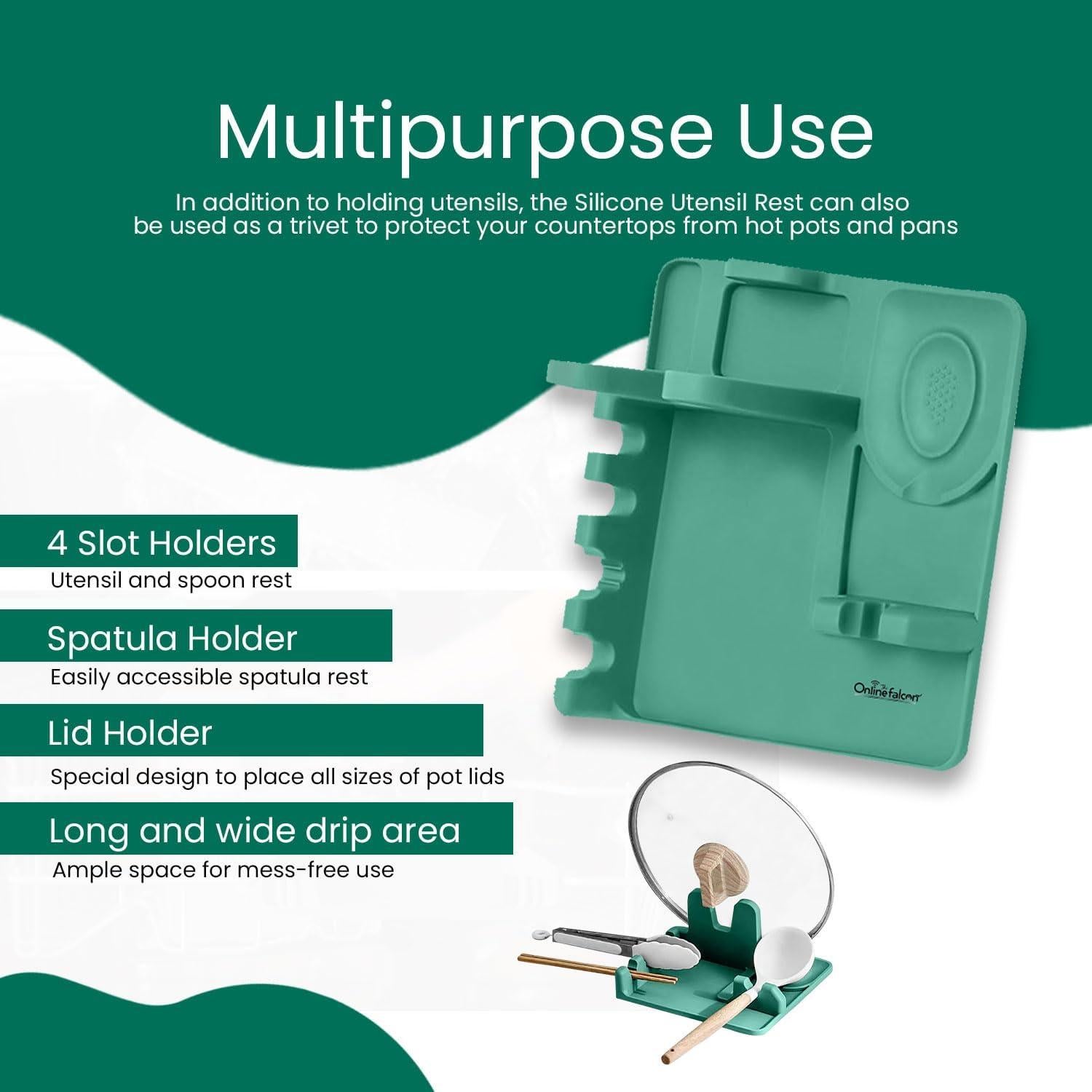 Reposaplatos de Silicona TOF 3-en-1 Resistente al Calor Libre de BPA