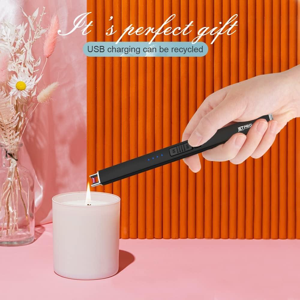 Encendedor Eléctrico Recargable JETPRO a Prueba de Viento Negro