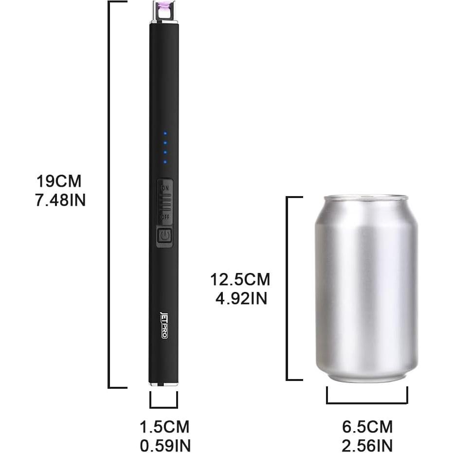 Encendedor Eléctrico Recargable JETPRO a Prueba de Viento Negro