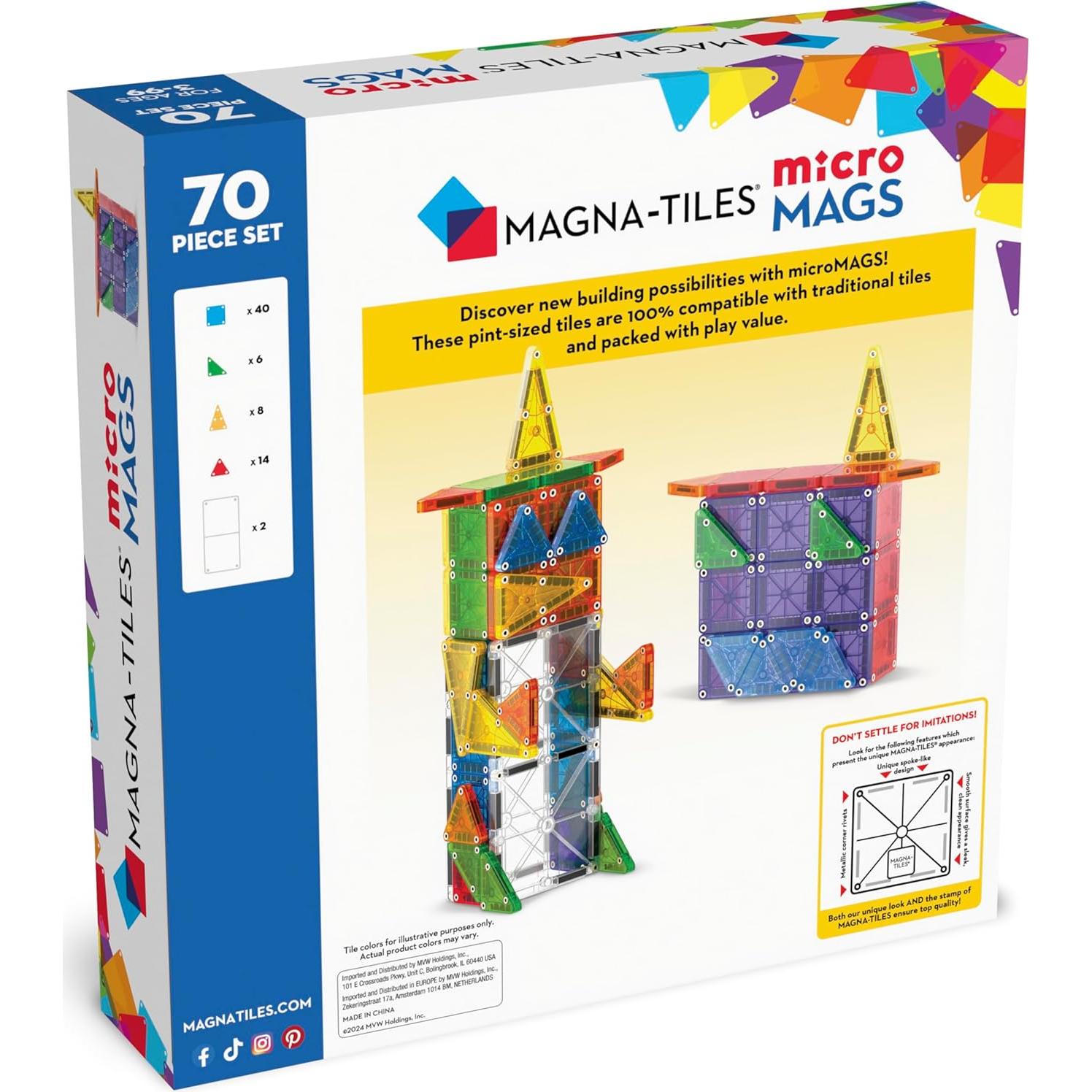 MAGNA-TILES microMAGS Set Deluxe 70 Piezas Magnéticas