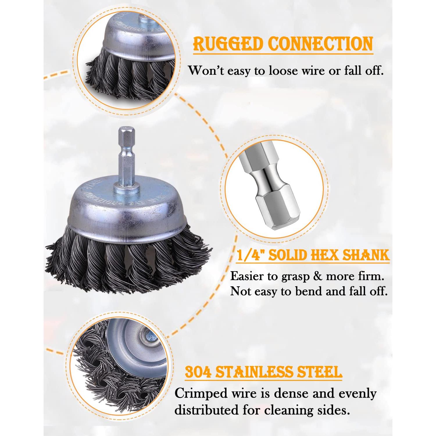 Juego de Cepillos de Copa de Alambre 3" Shitime - 4 Piezas