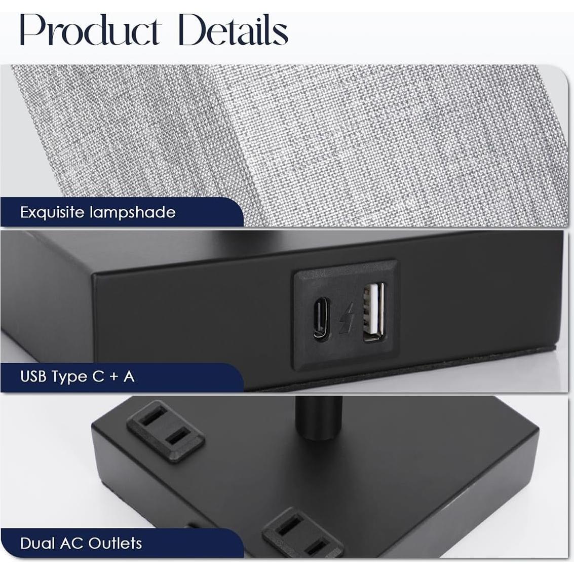 Lámpara de Mesa Táctil Soilsiu TD-018S con Carga USB y Luz Regulable