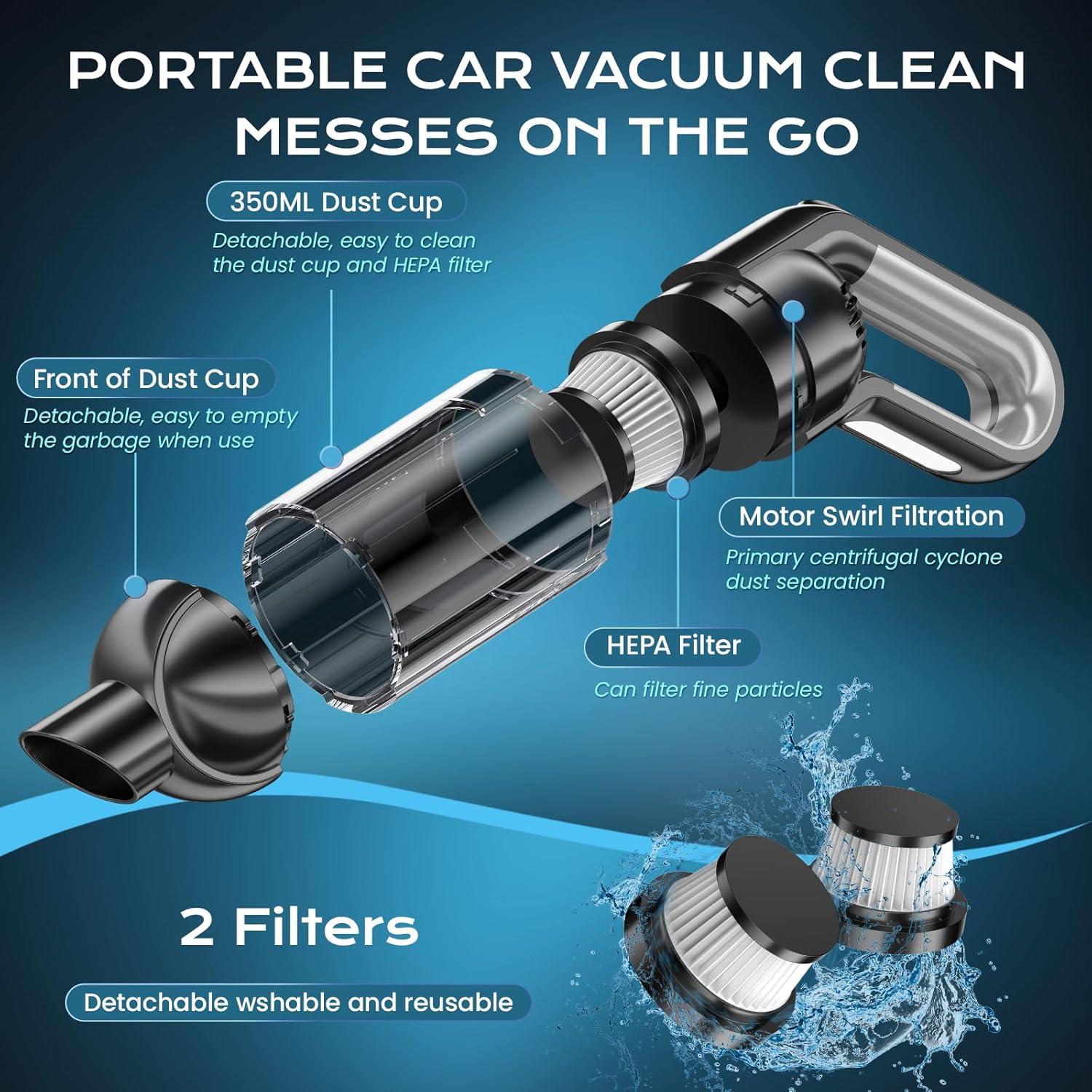 Aspiradora de Mano Inalámbrica NecYINuoVe ZY-3701 350ml 8KPA