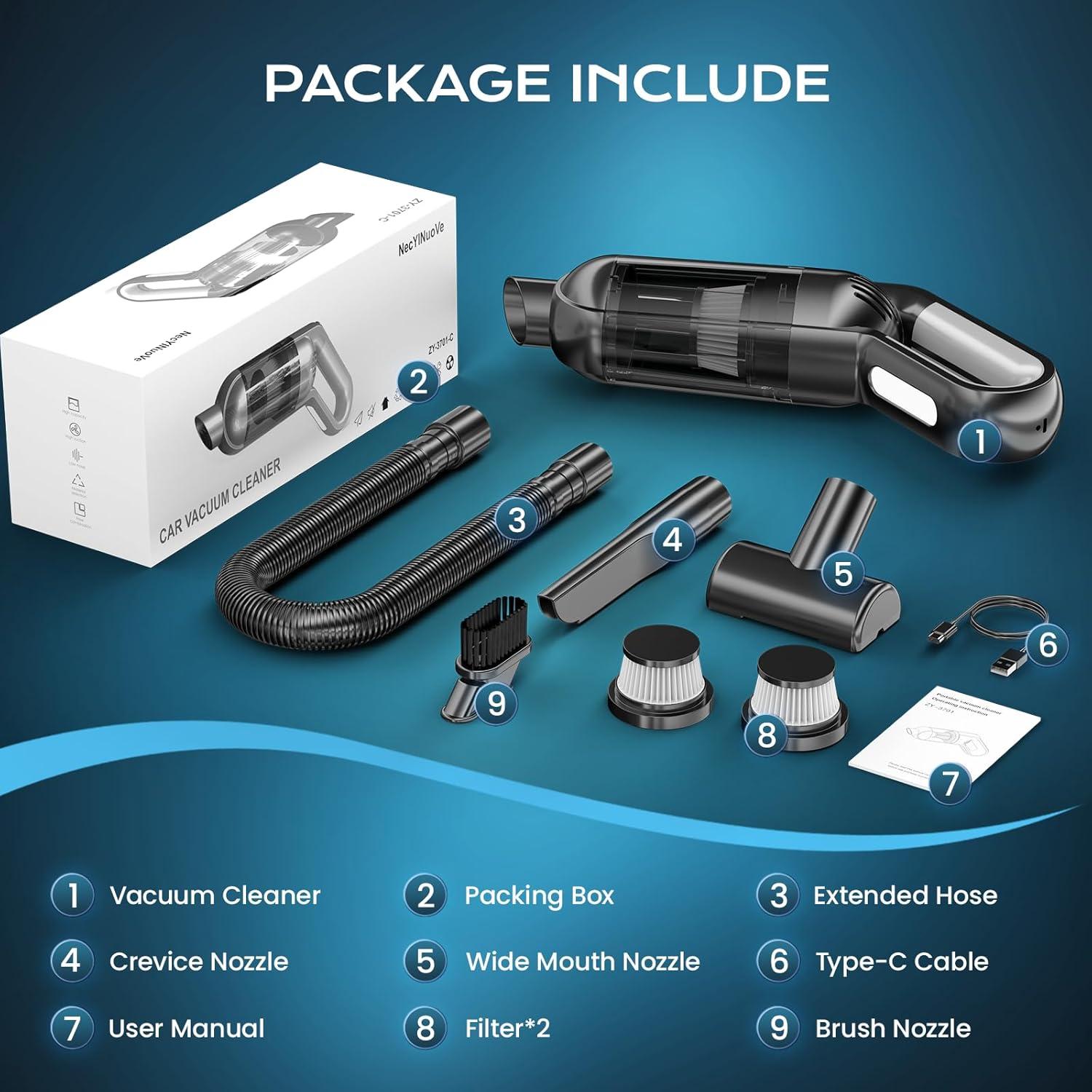 Aspiradora de Mano Inalámbrica NecYINuoVe ZY-3701 350ml 8KPA