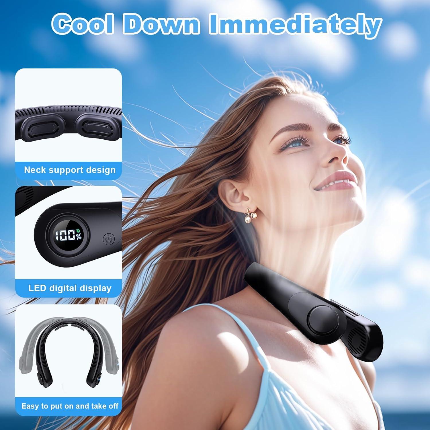 Ventilador de Cuello CRISLEX Recargable con Pantalla LED 5 Velocidades