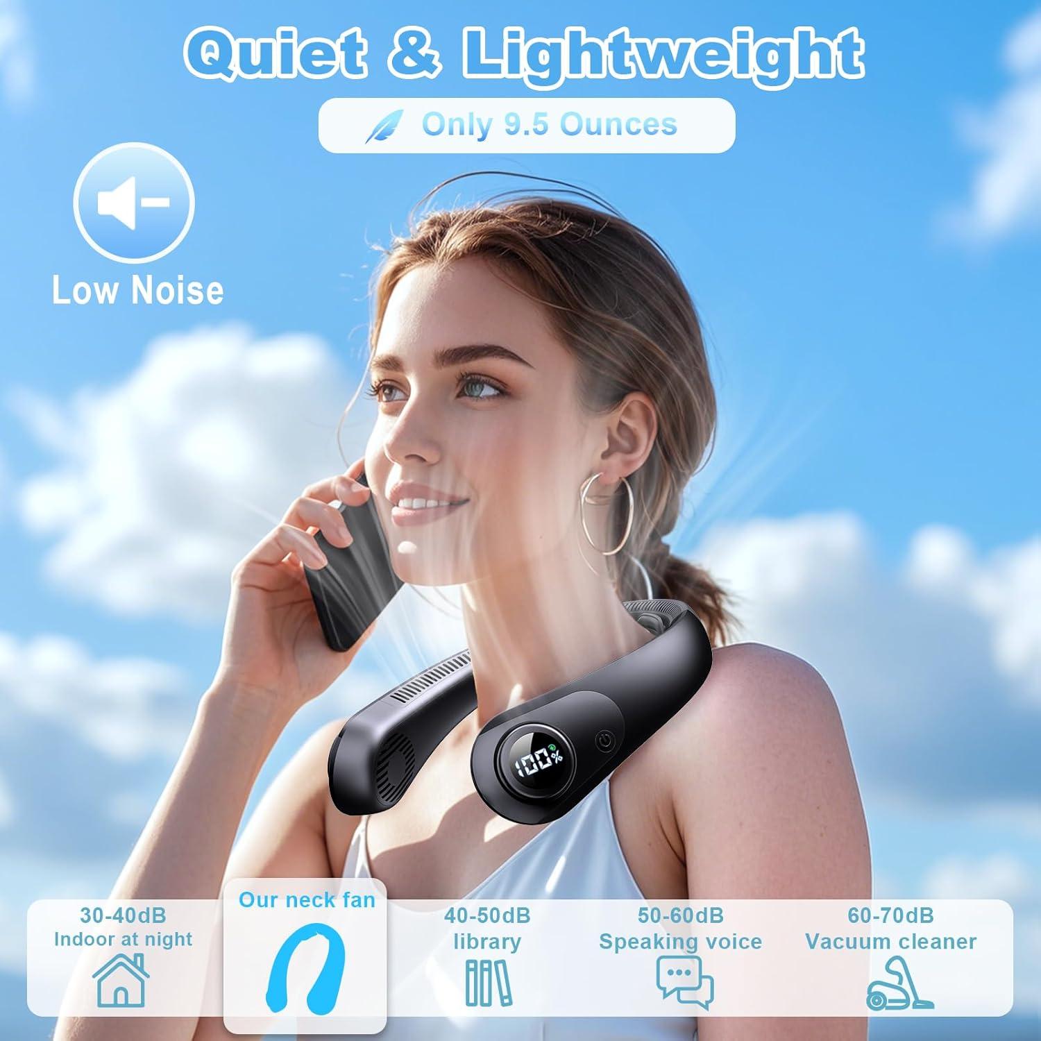 Ventilador de Cuello CRISLEX Recargable con Pantalla LED 5 Velocidades