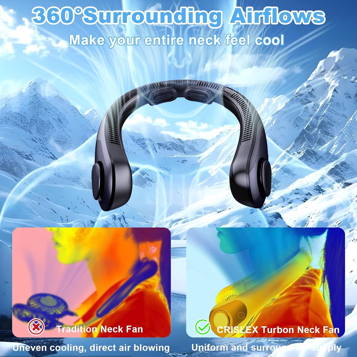 Ventilador de Cuello CRISLEX Recargable con Pantalla LED 5 Velocidades