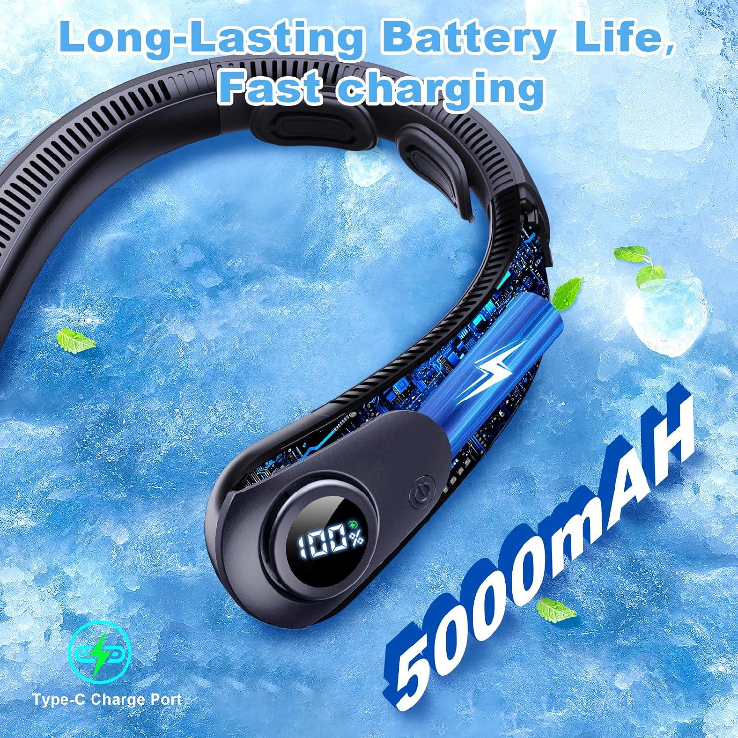 Ventilador de Cuello CRISLEX Recargable con Pantalla LED 5 Velocidades