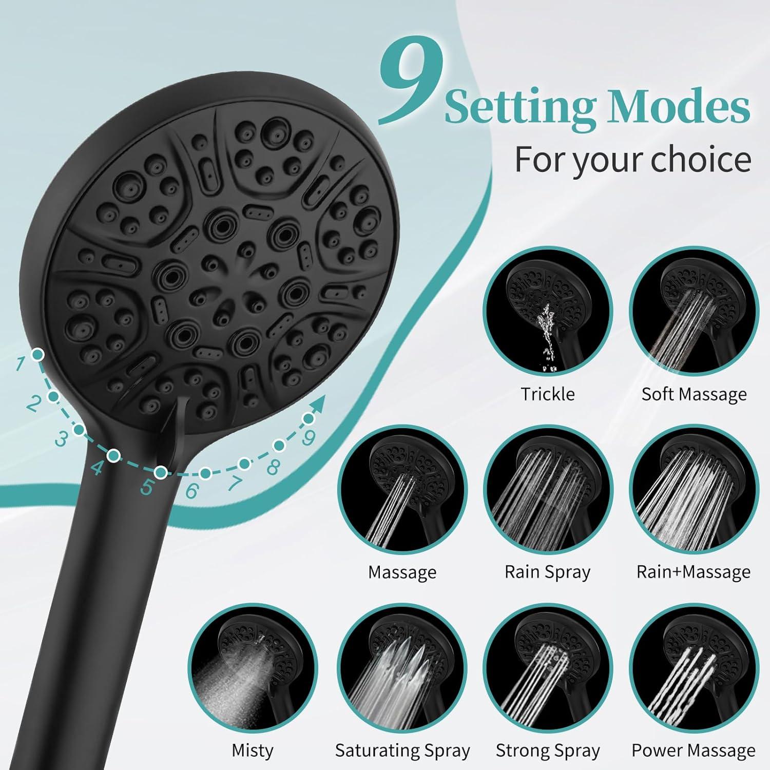 Cabezal de Ducha de Lluvia Lanhado 20.32 cm Negro Mate