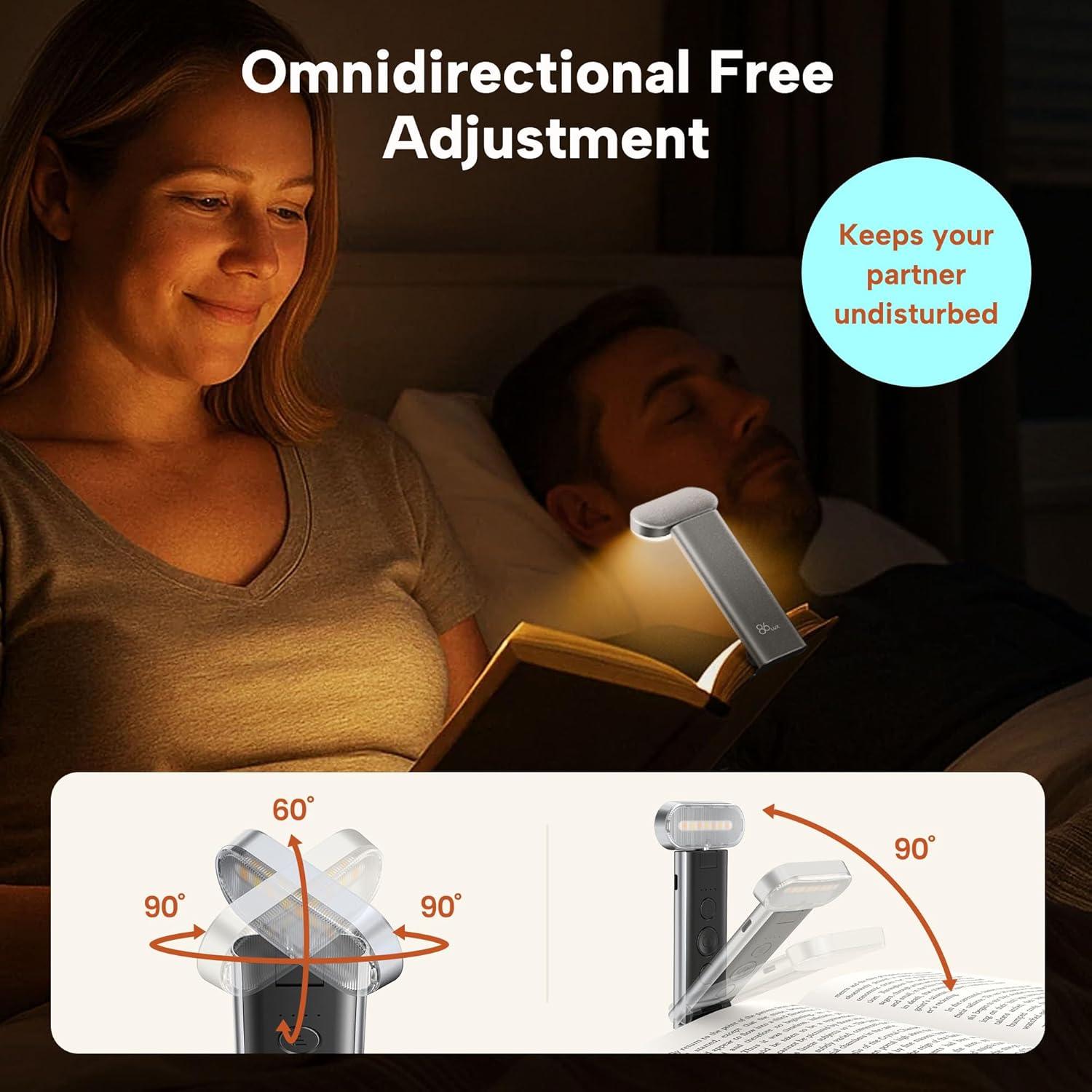 Luz de Lectura LED 86lux Recargable USB Plata Blanca