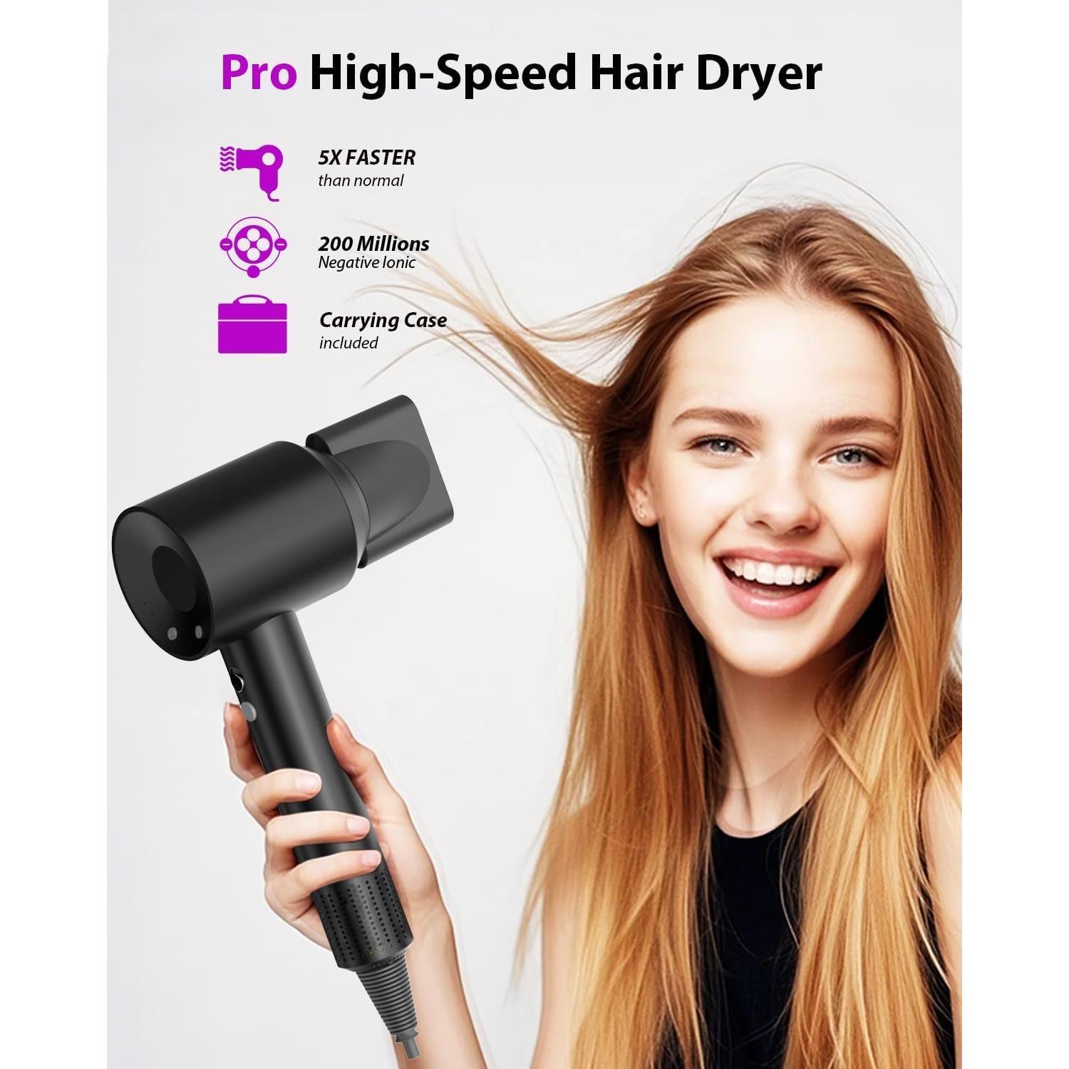 Secador de Pelo NUTROMO Profesional 1500W Negro con Difusor