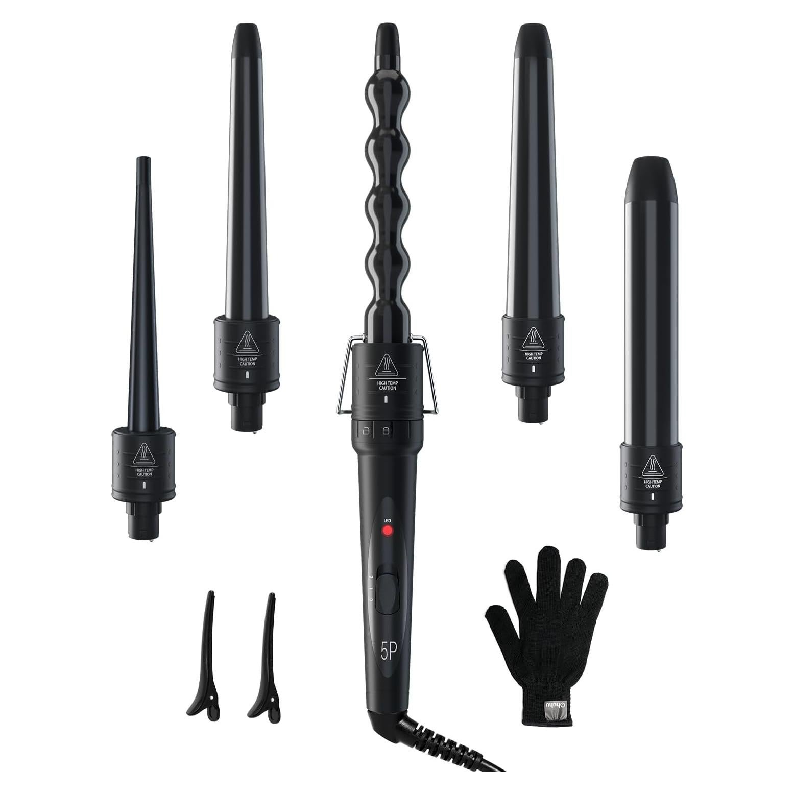 Set Rizador 5 en 1 Ohuhu Cerámico Intercambiable Negro