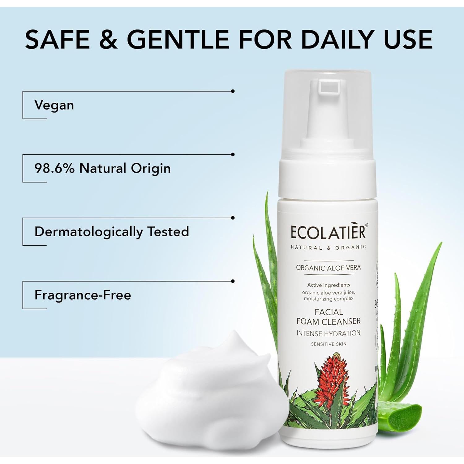 Limpiador Facial Espumoso Ecolatier Aloe Vera 150 ml Vegano