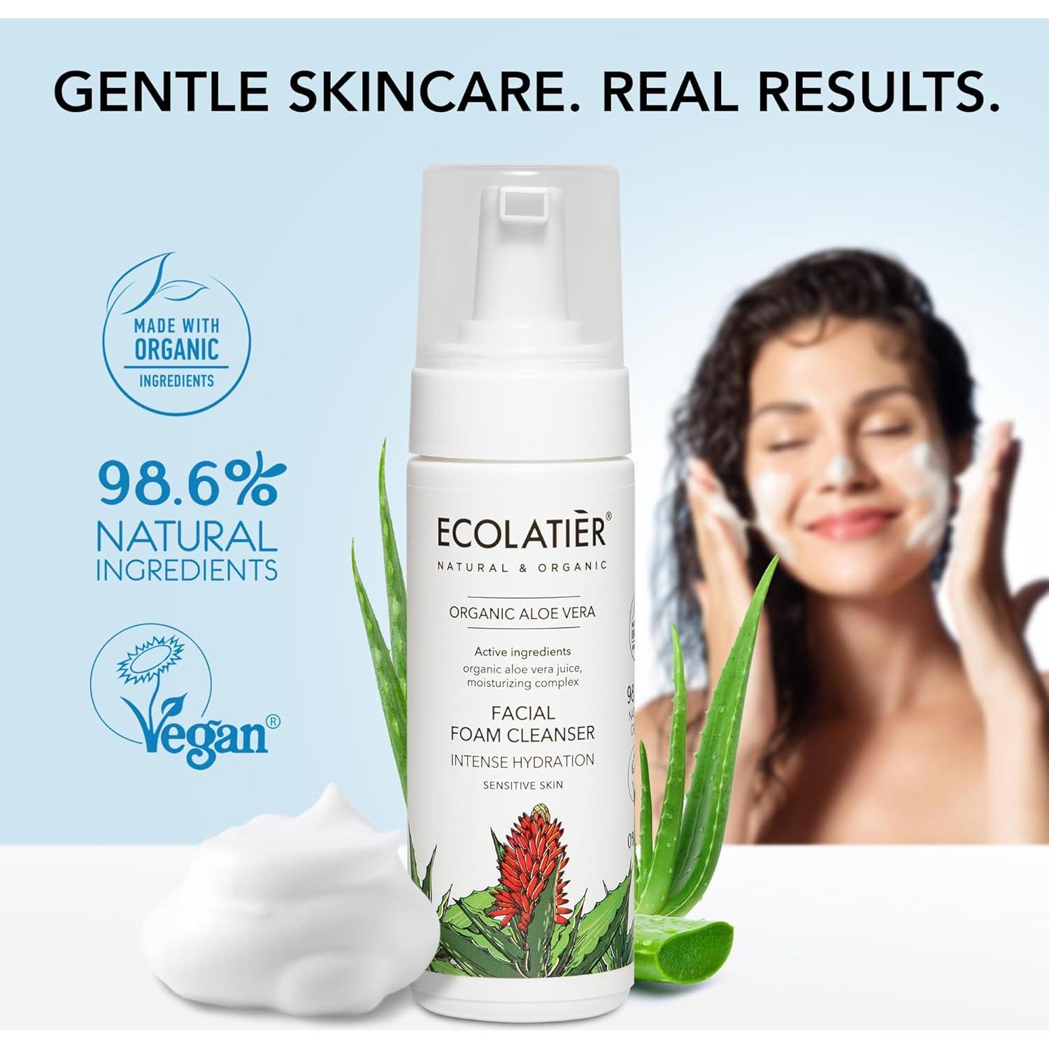 Limpiador Facial Espumoso Ecolatier Aloe Vera 150 ml Vegano
