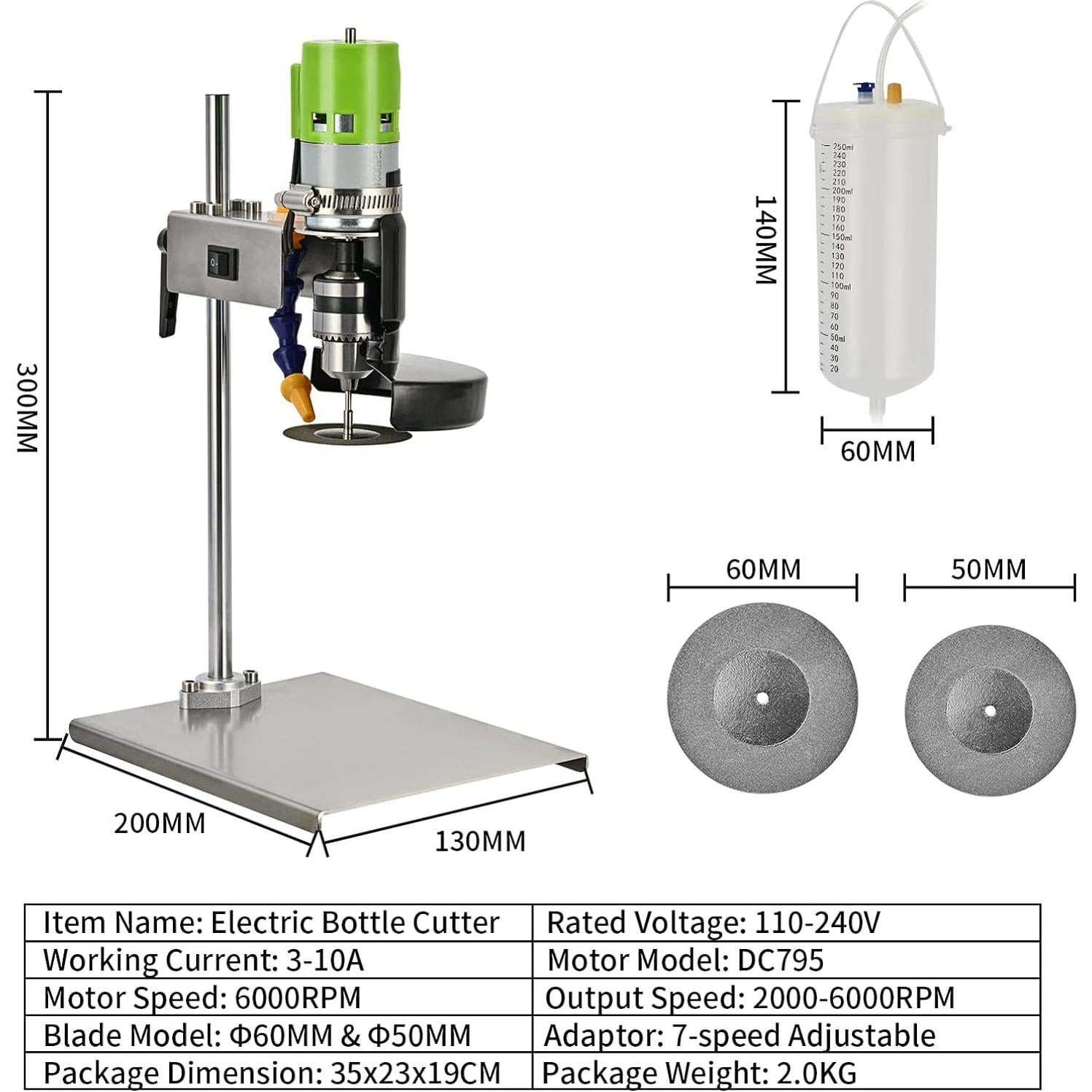 Cortadora de Botellas Eléctrica DIYAREA 150W 6000RPM